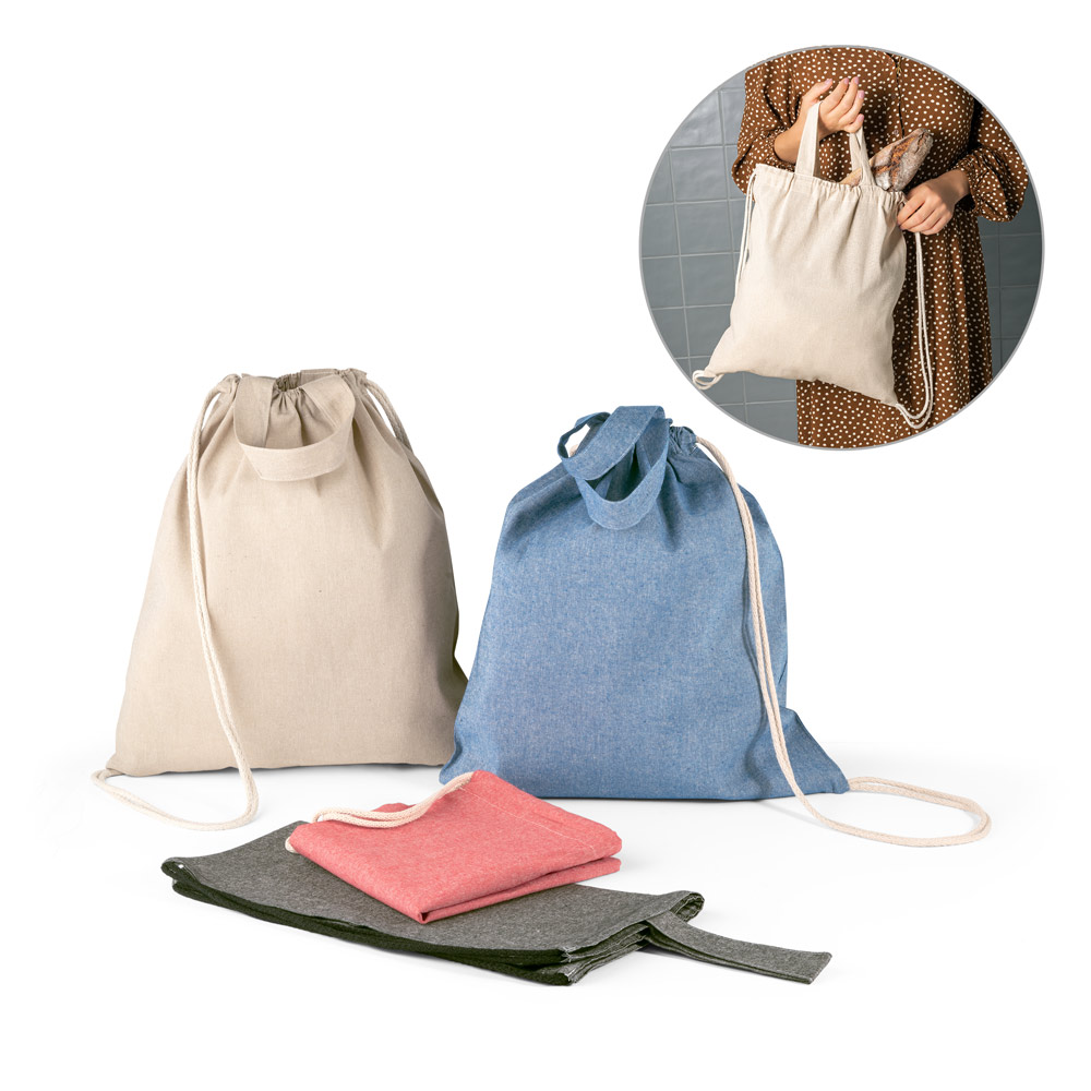 Sacola mochila personalizada em algodão reciclado 